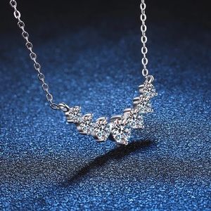 Moissanite Necklace for Woman Wedding Fine Jewely 18k White Gold